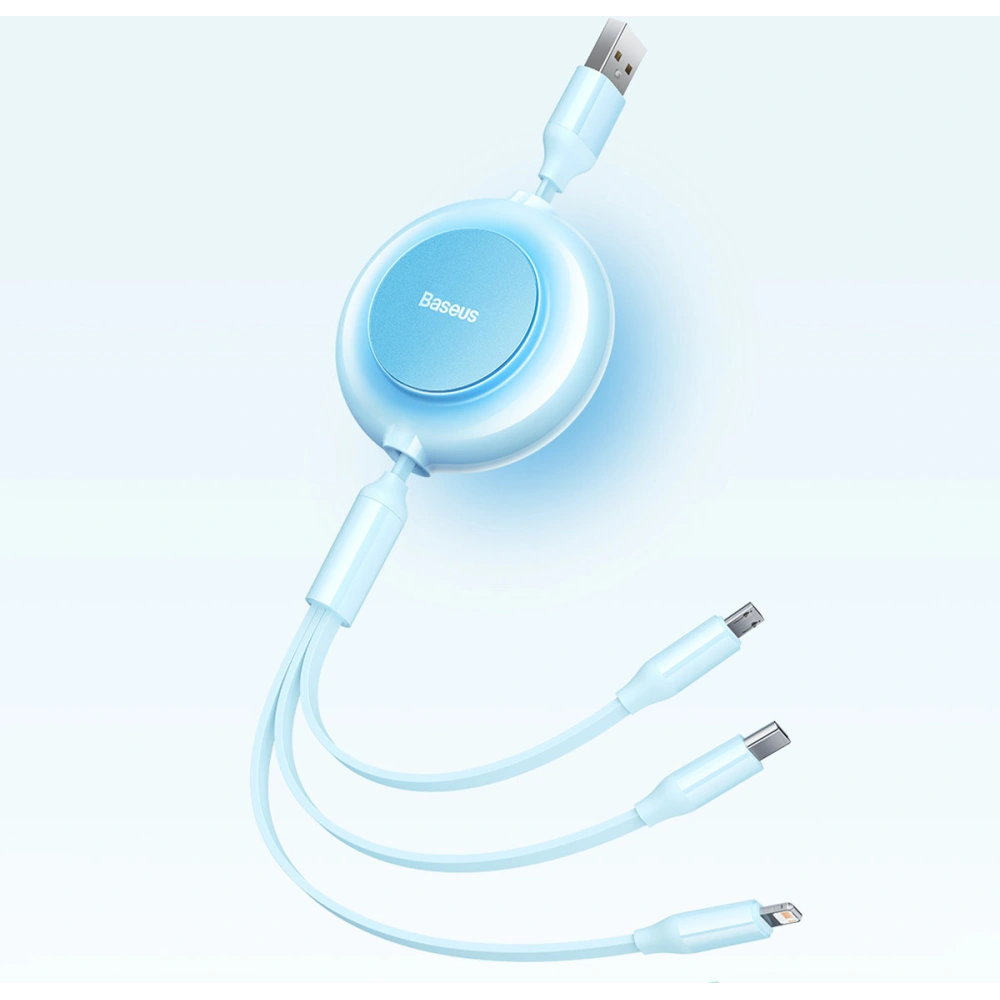 Kabel Baseus Bright Mirror 2 3w1 USB-A - microUSB + Lightning + USB-C 3.5A 1.1m modrý