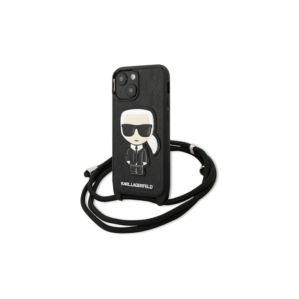 Wholesale Karl Lagerfeld KLHCP13SCMNIPK Apple iPhone 13 mini hardcase black Leather Monogram Patch and Cord Iconik - KLD964BLK - {ean13} - Hurt