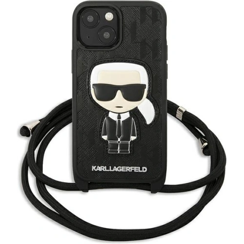 Etui Karl Lagerfeld KLHCP13SCMNIPK Apple iPhone 13 mini hardcase czarny/black Leather Monogram Patch and Cord Iconik