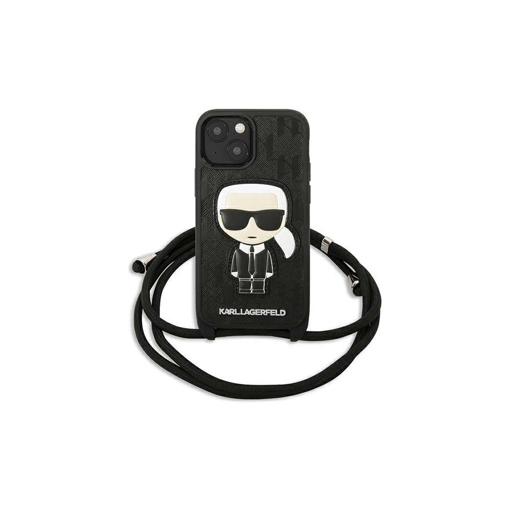 Hurtownia GSM - Etui Karl Lagerfeld KLHCP13SCMNIPK Apple iPhone 13 mini hardcase czarny/black Leather Monogram Patch and Cord Iconik - KLD964BLK - {ean13} - Hurt