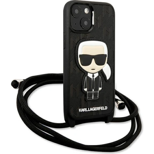 Etui Karl Lagerfeld KLHCP13SCMNIPK Apple iPhone 13 mini hardcase czarny/black Leather Monogram Patch and Cord Iconik