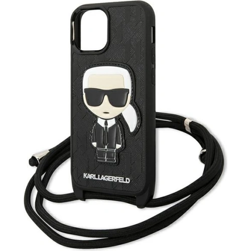 Etui Karl Lagerfeld KLHCP13SCMNIPK Apple iPhone 13 mini hardcase czarny/black Leather Monogram Patch and Cord Iconik