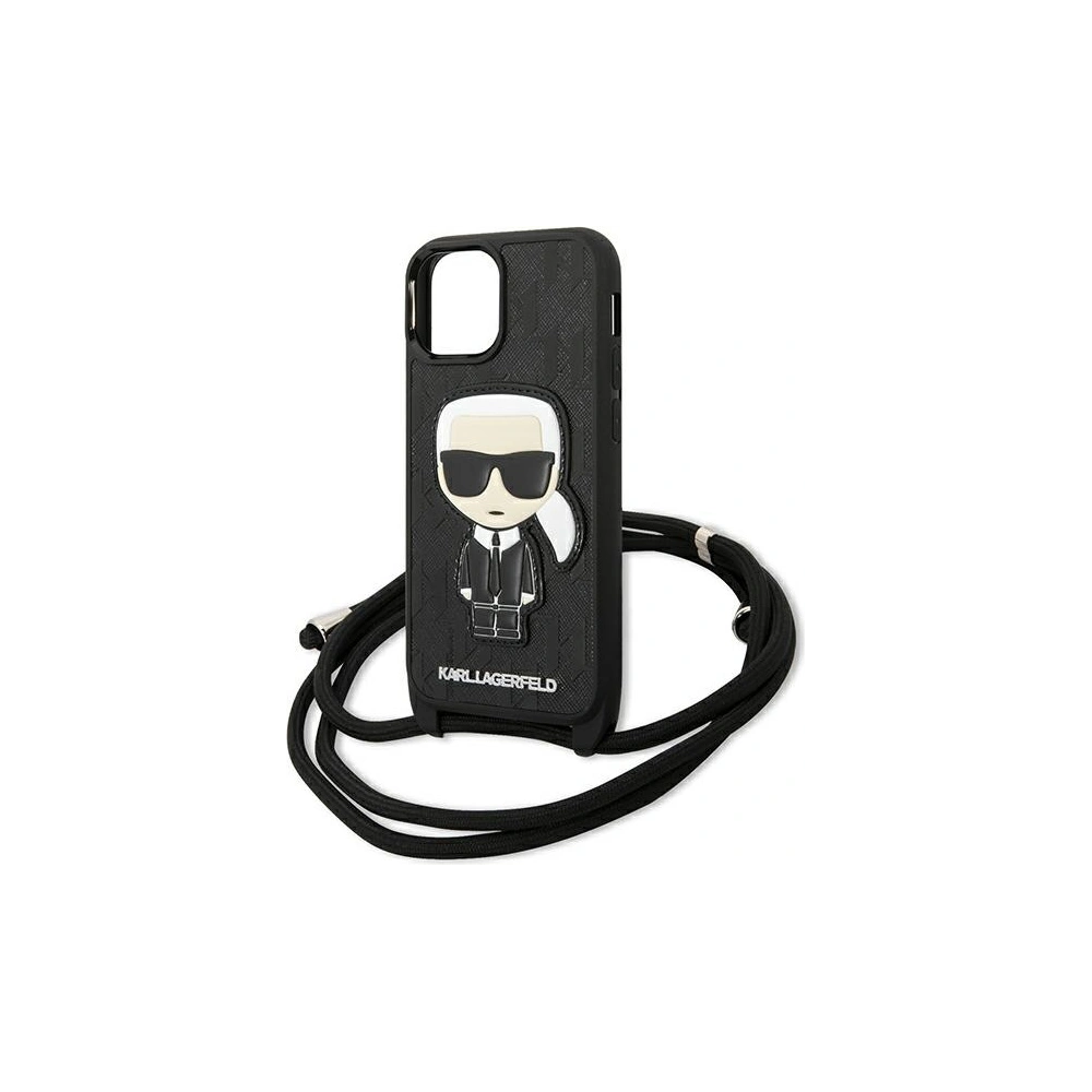 Wholesale Karl Lagerfeld KLHCP13SCMNIPK Apple iPhone 13 mini hardcase black Leather Monogram Patch and Cord Iconik - KLD964BLK - {ean13} - Hurt