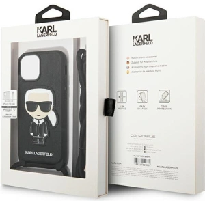 Hurtownia GSM - Etui Karl Lagerfeld KLHCP13SCMNIPK Apple iPhone 13 mini hardcase czarny/black Leather Monogram Patch and Cord Iconik - KLD964BLK - {ean13} - Hurt