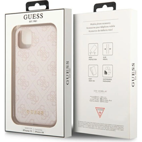 Etui Guess GUHCN61G4GFPI Apple iPhone 11 różowy/pink hard case 4G Metal Gold Logo
