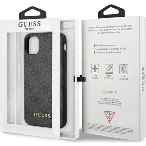 Etui Guess GUHCN65G4GFGR Apple iPhone 11 Pro Max szary/grey hard case 4G Metal Gold Logo