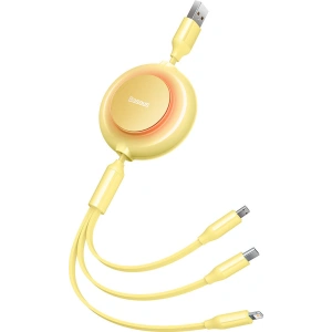 Hurtownia GSM - Kabel Baseus Bright Mirror 2 3w1 USB-A - microUSB + Lightning + USB-C 3.5A 1.1m żółty - BSU3385YEL - {ean13} - Hurt