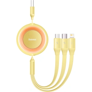 Hurtownia GSM - Kabel Baseus Bright Mirror 2 3w1 USB-A - microUSB + Lightning + USB-C 3.5A 1.1m żółty - BSU3385YEL - {ean13} - Hurt