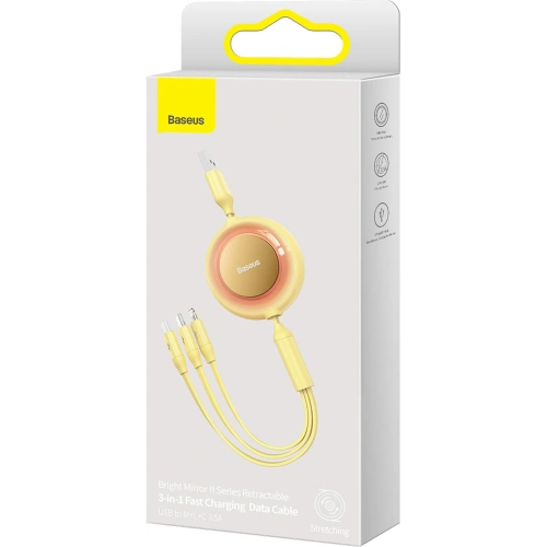 Kabel Baseus Bright Mirror 2 3w1 USB-A - microUSB + Lightning + USB-C 3.5A 1.1m żółty