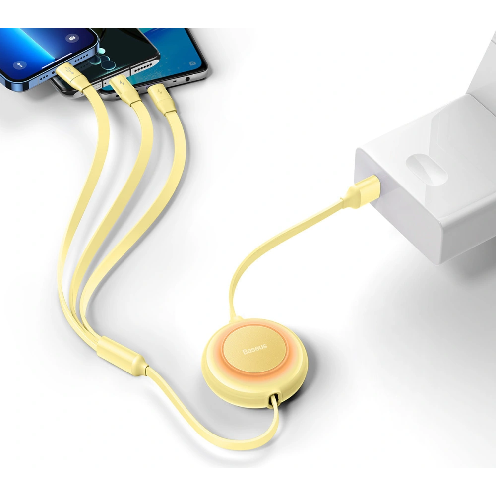 Kabel Baseus Bright Mirror 2 3w1 USB-A - microUSB + Lightning + USB-C 3.5A 1.1m žlutý