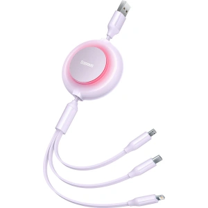 Hurtownia GSM - Kabel Baseus Bright Mirror 2 3w1 USB-A - microUSB + Lightning + USB-C 3.5A 1.1m fioletowy - BSU3386PRP - {ean13} - Hurt