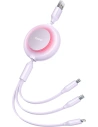 Kabel Baseus Bright Mirror 2 3w1 USB-A - microUSB + Lightning + USB-C 3.5A 1.1m fialový