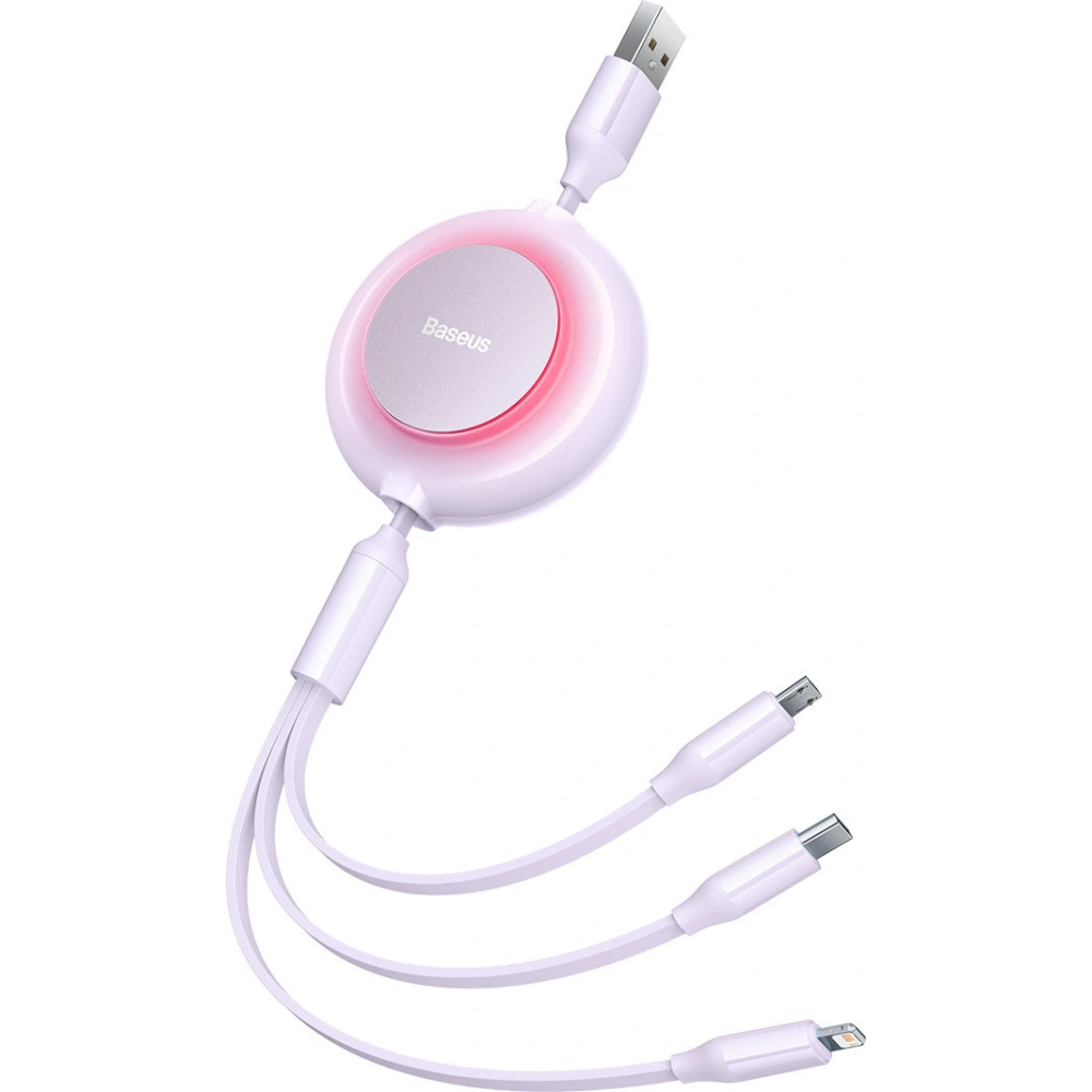 Kabel Baseus Bright Mirror 2 3w1 USB-A - microUSB + Lightning + USB-C 3.5A 1.1m fialový