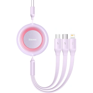 Hurtownia GSM - Kabel Baseus Bright Mirror 2 3w1 USB-A - microUSB + Lightning + USB-C 3.5A 1.1m fioletowy - BSU3386PRP - {ean13} - Hurt