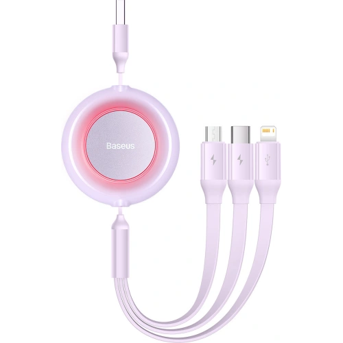 Kabel Baseus Bright Mirror 2 3w1 USB-A - microUSB + Lightning + USB-C 3.5A 1.1m fioletowy