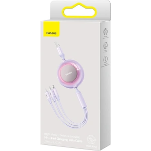 Hurtownia GSM - Kabel Baseus Bright Mirror 2 3w1 USB-A - microUSB + Lightning + USB-C 3.5A 1.1m fioletowy - BSU3386PRP - {ean13} - Hurt