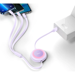 Hurtownia GSM - Kabel Baseus Bright Mirror 2 3w1 USB-A - microUSB + Lightning + USB-C 3.5A 1.1m fioletowy - BSU3386PRP - {ean13} - Hurt