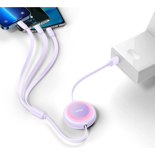 Kabel Baseus Bright Mirror 2 3w1 USB-A - microUSB + Lightning + USB-C 3.5A 1.1m fioletowy