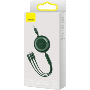 Kabel Baseus Bright Mirror 2 3w1 USB-A - microUSB + Lightning + USB-C 3.5A 1.1m zielony