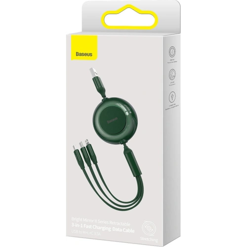 Kabel Baseus Bright Mirror 2 3w1 USB-A - microUSB + Lightning + USB-C 3.5A 1.1m zielony