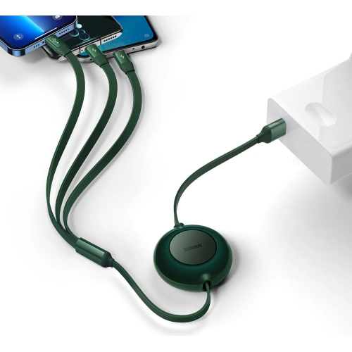 Kabel Baseus Bright Mirror 2 3w1 USB-A - microUSB + Lightning + USB-C 3.5A 1.1m zielony
