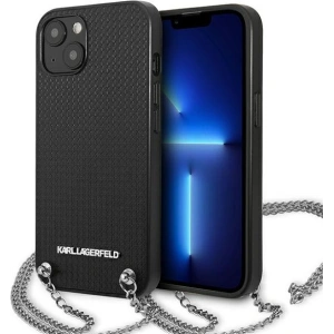 Hurtownia GSM - Etui Karl Lagerfeld KLHCP13SPMK Apple iPhone 13 mini hardcase czarny/black Leather Textured and Chain - KLD966BLK - {ean13} - Hurt