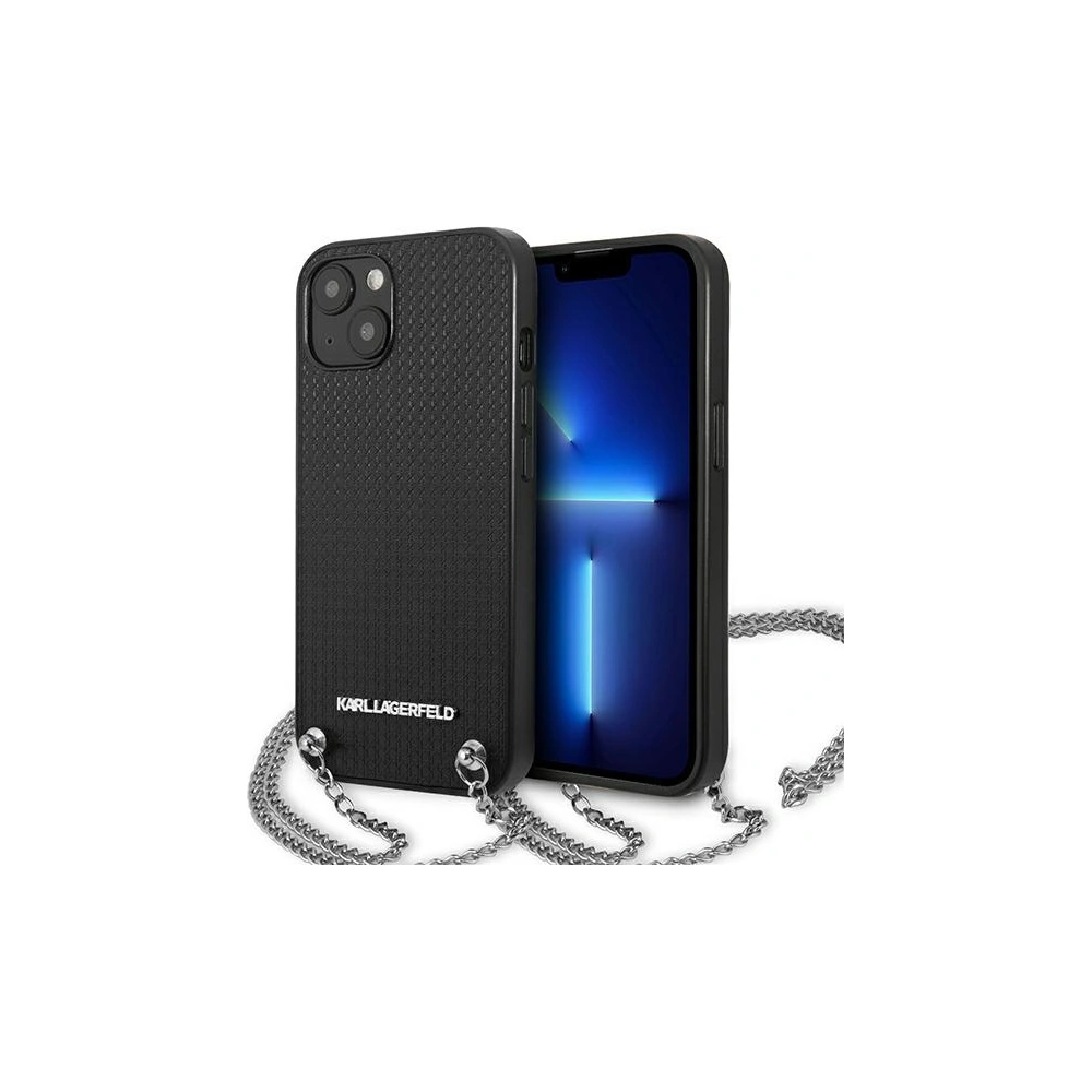 Hurtownia GSM - Etui Karl Lagerfeld KLHCP13SPMK Apple iPhone 13 mini hardcase černý/black Kožené texturované a řetězové - KLD966BLK - {ean13} - Hurt