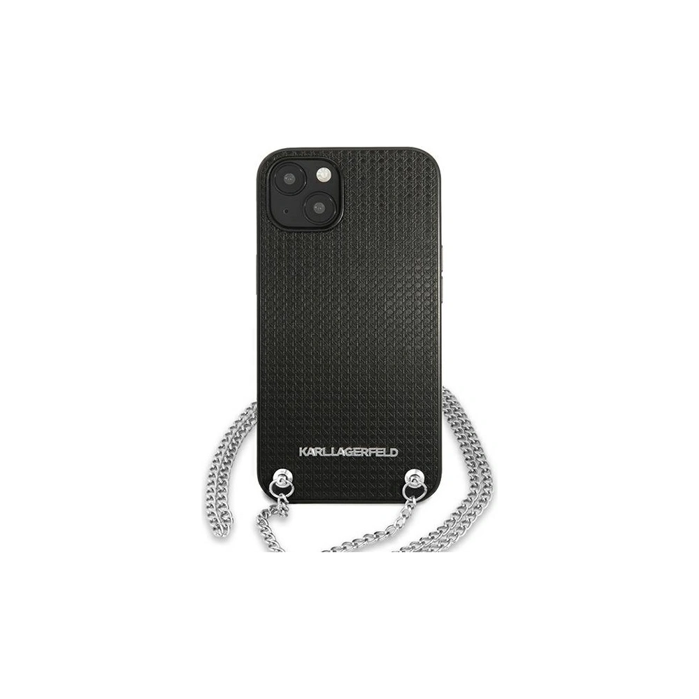 Hurtownia GSM - Etui Karl Lagerfeld KLHCP13SPMK Apple iPhone 13 mini hardcase černý/black Kožené texturované a řetězové - KLD966BLK - {ean13} - Hurt