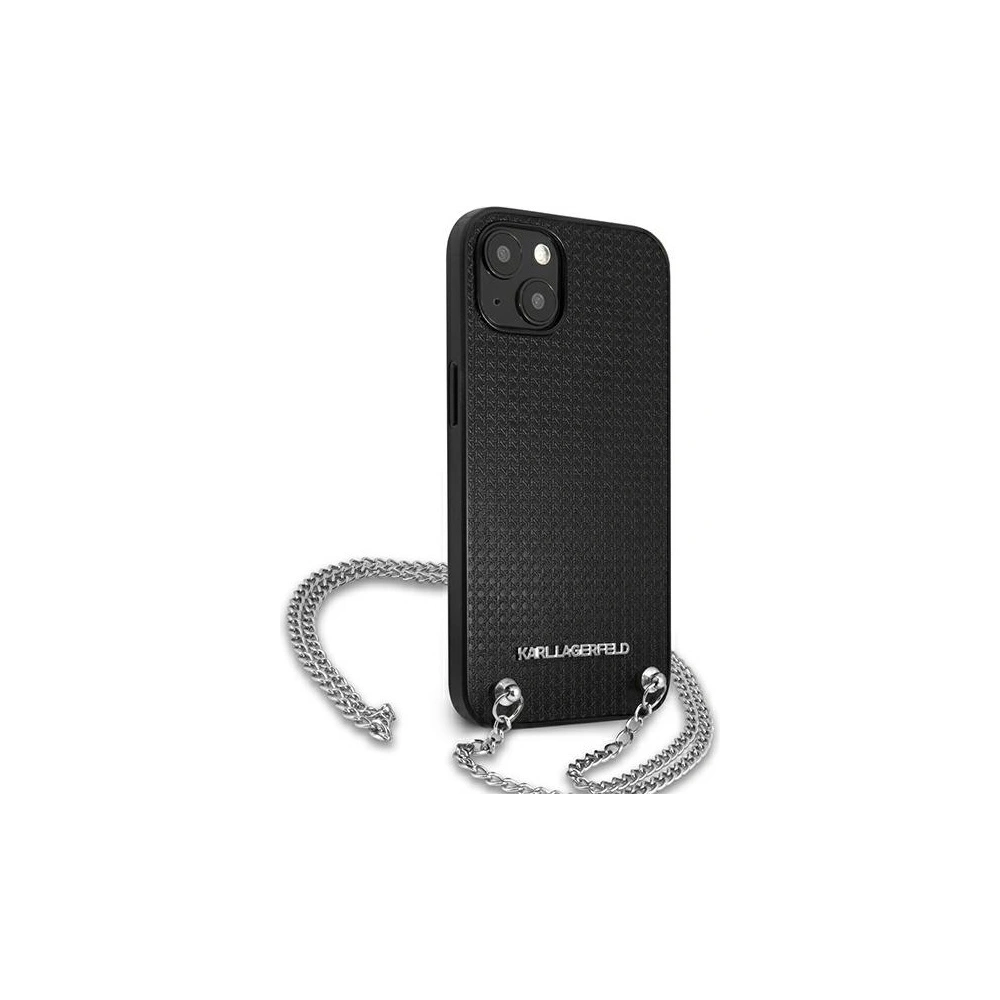 Hurtownia GSM - Etui Karl Lagerfeld KLHCP13SPMK Apple iPhone 13 mini hardcase černý/black Kožené texturované a řetězové - KLD966BLK - {ean13} - Hurt