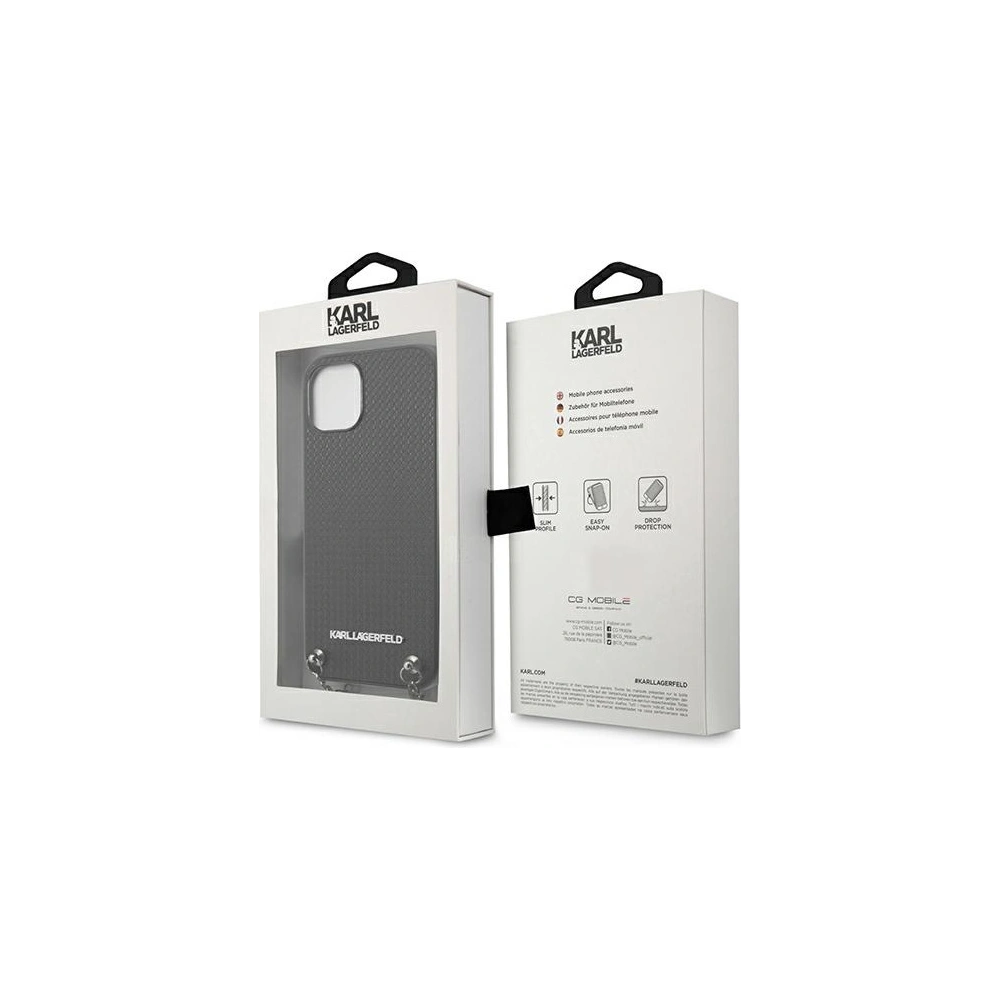 Hurtownia GSM - Etui Karl Lagerfeld KLHCP13SPMK Apple iPhone 13 mini hardcase černý/black Kožené texturované a řetězové - KLD966BLK - {ean13} - Hurt