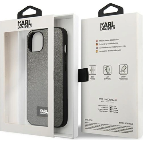 Etui Karl Lagerfeld KLHCP13SSFMP2DG Apple iPhone 13 mini hardcase srebrny/silver Saffiano Plaque