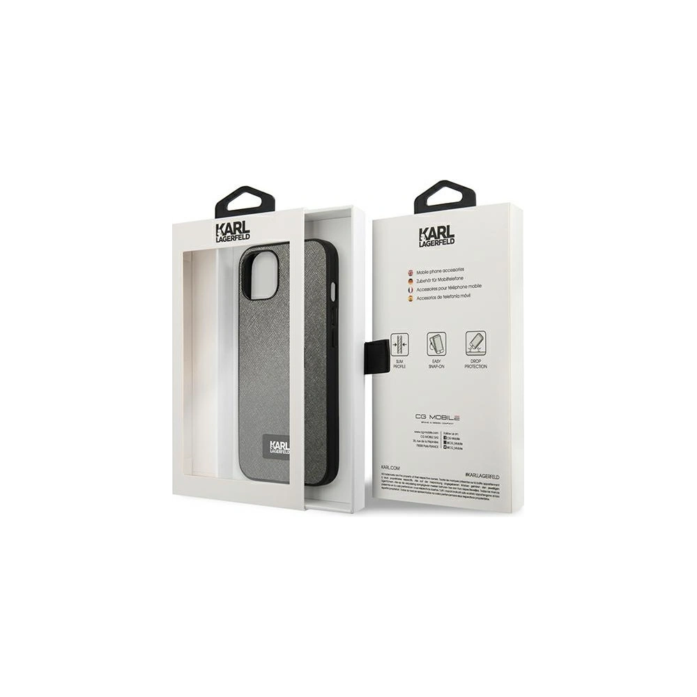 Hurtownia GSM - Etui Karl Lagerfeld KLHCP13SSFMP2DG Apple iPhone 13 mini hardcase srebrny/silver Saffiano Plaque - KLD968SLV - {ean13} - Hurt