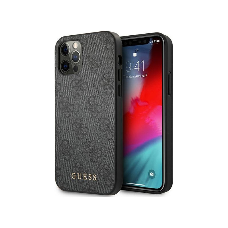 Guess Distributor - 3700740493724 - GUE1836GRY - Guess GUHCP12LG4GFGR Apple iPhone 12 Pro Max grey hard case 4G Metal Gold Logo - B2B homescreen