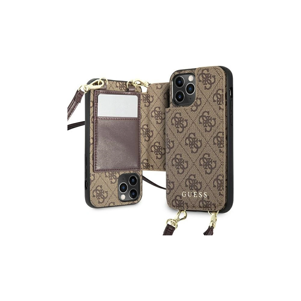 Hurtownia GSM - Etui Guess GUHCP12MCB4GB Apple iPhone 12/12 Pro brązowy/brown hardcase 4G Crossbody Cardslot - GUE1838BR - {ean13} - Hurt