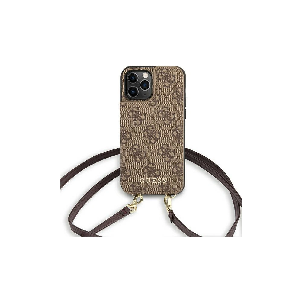 Hurtownia GSM - Etui Guess GUHCP12MCB4GB Apple iPhone 12/12 Pro brązowy/brown hardcase 4G Crossbody Cardslot - GUE1838BR - {ean13} - Hurt