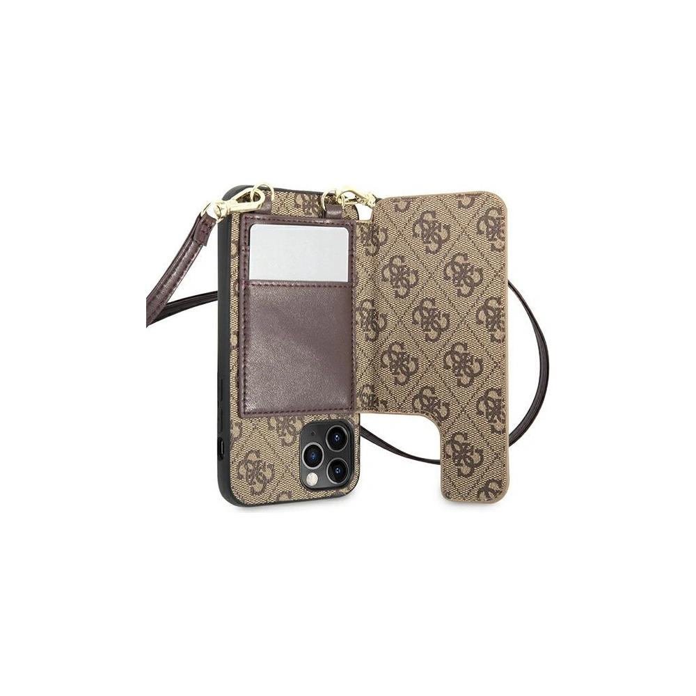 Hurtownia GSM - Etui Guess GUHCP12MCB4GB Apple iPhone 12/12 Pro brązowy/brown hardcase 4G Crossbody Cardslot - GUE1838BR - {ean13} - Hurt