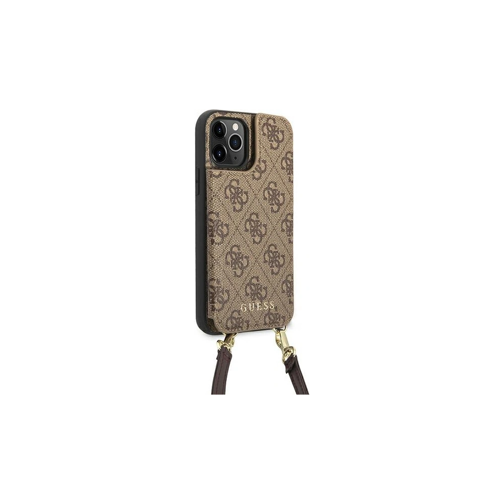 Hurtownia GSM - Etui Guess GUHCP12MCB4GB Apple iPhone 12/12 Pro brązowy/brown hardcase 4G Crossbody Cardslot - GUE1838BR - {ean13} - Hurt
