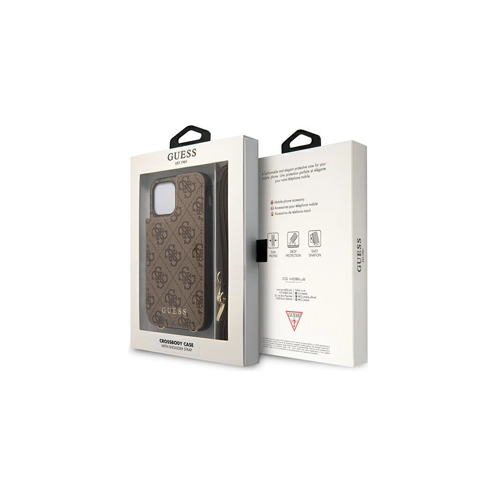 Hurtownia GSM - Etui Guess GUHCP12MCB4GB Apple iPhone 12/12 Pro brązowy/brown hardcase 4G Crossbody Cardslot - GUE1838BR - {ean13} - Hurt