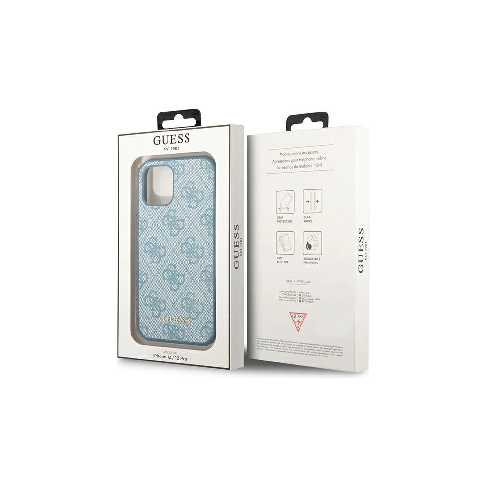 Hurtownia GSM - Etui Guess GUHCP12MG4GFBL Apple iPhone 12/12 Pro modré/blue tvrdé pouzdro 4G Metal Gold Logo - GUE1839BLU - {ean13} - Hurt