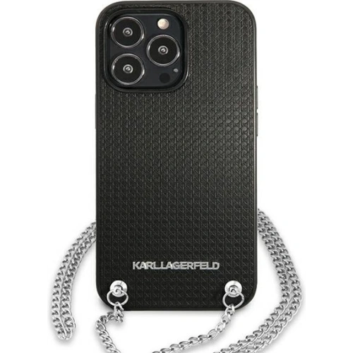 Etui Karl Lagerfeld KLHCP13XPMK Apple iPhone 13 Pro Max hardcase czarny/black Leather Textured and Chain
