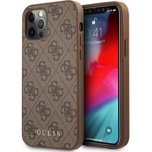 Etui Guess GUHCP12MG4GFBR Apple iPhone 12/12 Pro brązowy/brown hard case 4G Metal Gold Logo