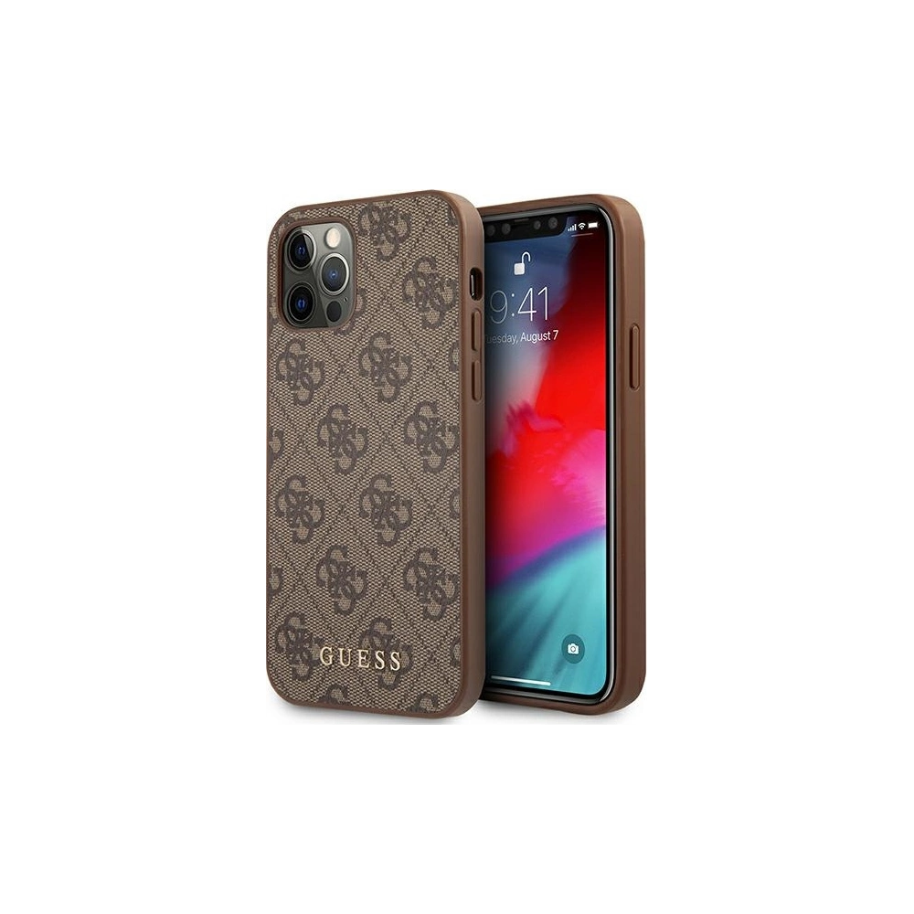Hurtownia GSM - Etui Guess GUHCP12MG4GFBR Apple iPhone 12/12 Pro brązowy/brown hard case 4G Metal Gold Logo - GUE1840BR - {ean13} - Hurt