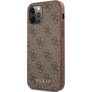 Etui Guess GUHCP12MG4GFBR Apple iPhone 12/12 Pro brązowy/brown hard case 4G Metal Gold Logo