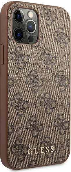 Kryt Guess GUHCP12MG4GFBR Apple iPhone 12/12 Pro brown hard case 4G Metal Gold Logo