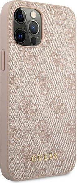 Kryt Guess GUHCP12MG4GFPI Apple iPhone 12/12 Pro pink hard case 4G Metal Gold Logo