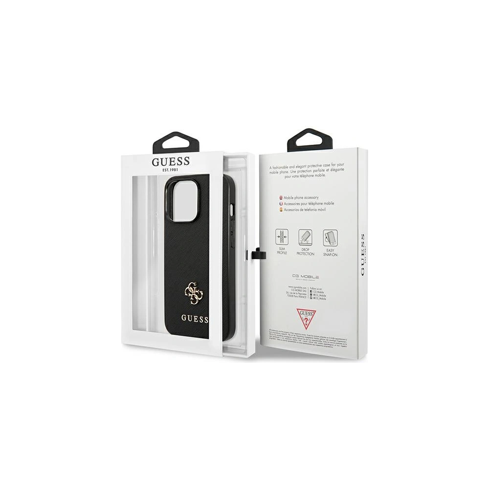 Hurtownia GSM - Etui Guess GUHCP13LPS4MK Apple iPhone 13 Pro czarny/black hardcase Saffiano 4G Small Metal Logo - GUE1843BLK - {ean13} - Hurt