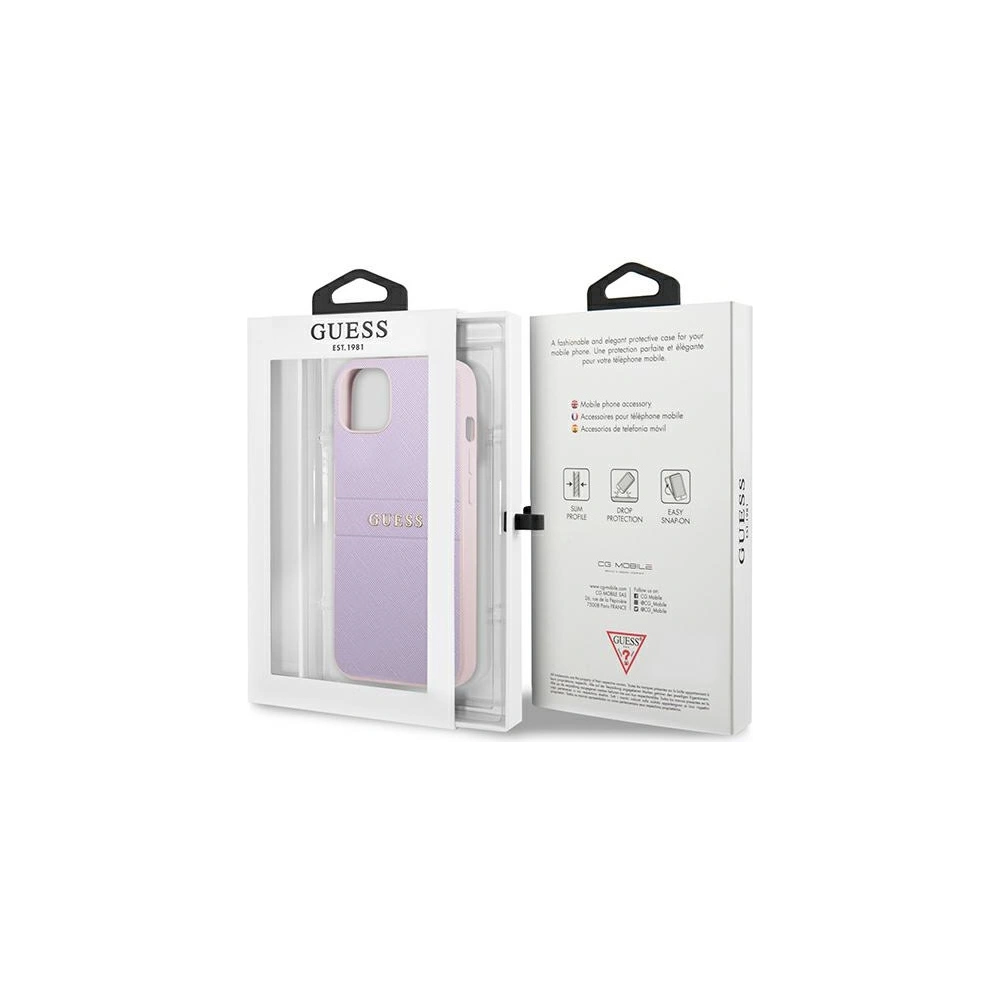 Hurtownia GSM - Etui Guess GUHCP13SPSASBPU Apple iPhone 13 mini fialová/purple Saffiano Hot Stamp & Metal Logo - GUE1848PRP - {ean13} - Hurt