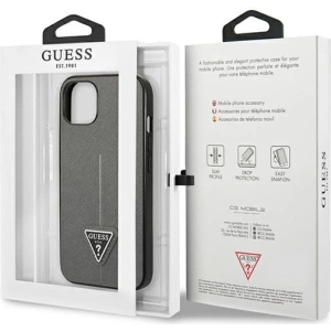 Hurtownia GSM - Etui Guess GUHCP13SPSATLG Apple iPhone 13 mini srebrny/silver hardcase Saffiano Triangle Logo - GUE1850SLV - {ean13} - Hurt