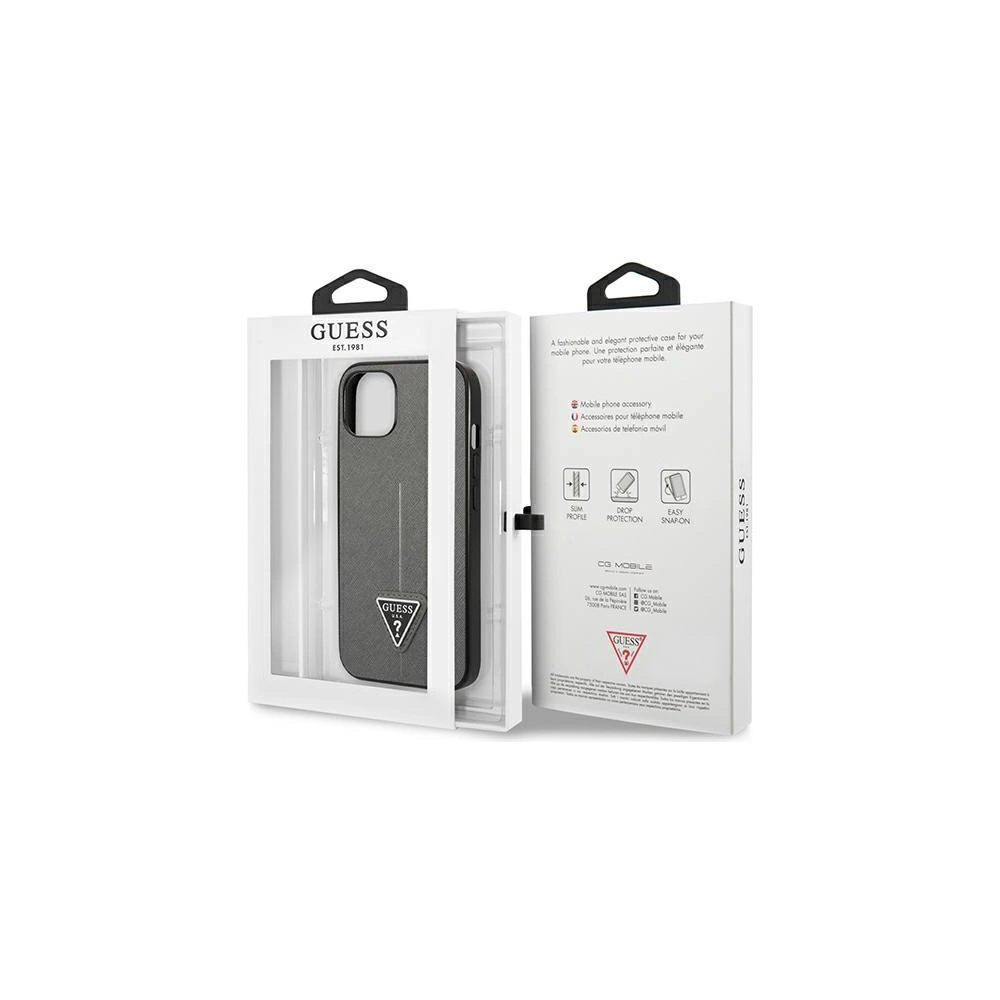 Hurtownia GSM - Etui Guess GUHCP13SPSATLG Apple iPhone 13 mini stříbrný/silver hardcase Saffiano Triangle Logo - GUE1850SLV - {ean13} - Hurt