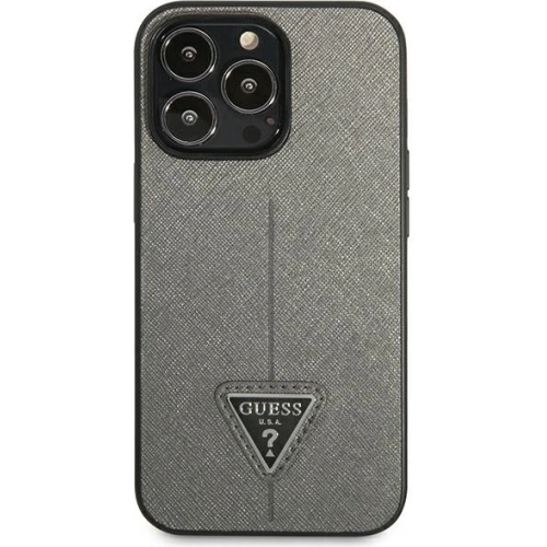 Etui Guess GUHCP13XPSATLG Apple iPhone 13 Pro Max srebrny/silver hardcase Saffiano Triangle Logo